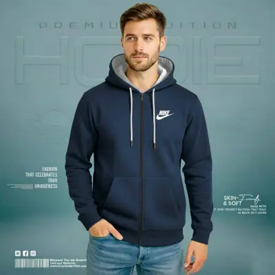 Premium Zipper Navy North Face Hoodie
