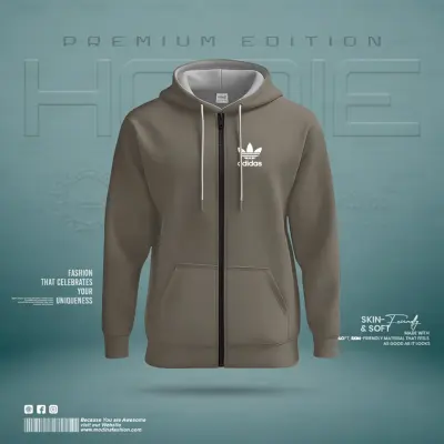 Premium Zipper Cream Adidas Hoodie