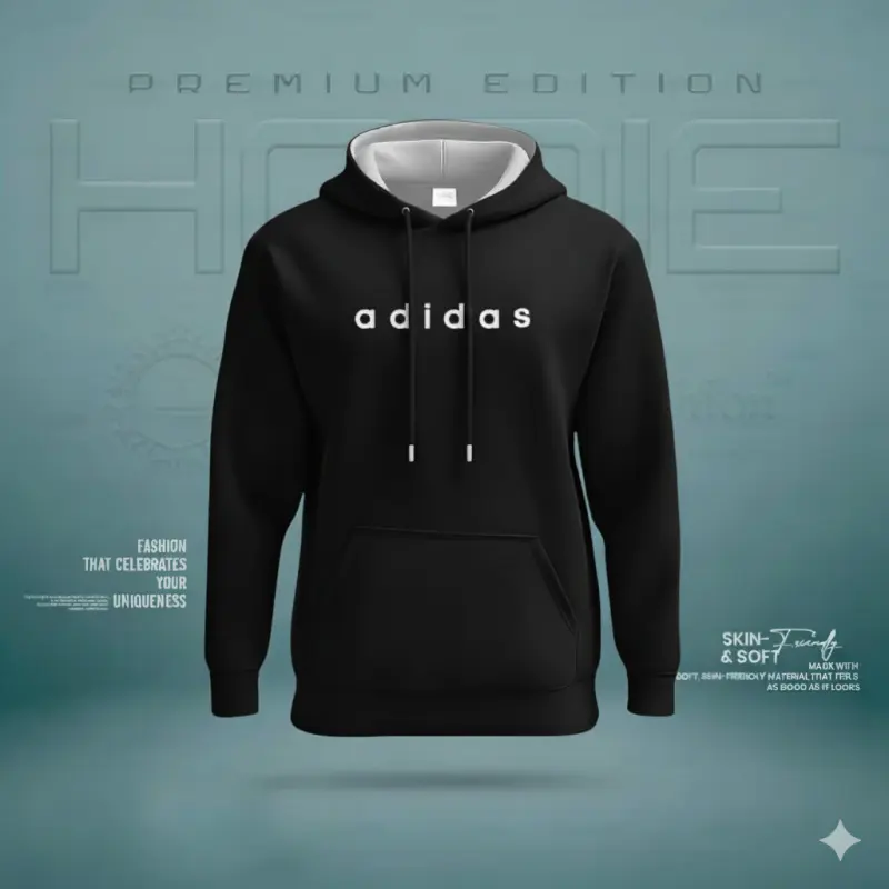 Premium Black Adidas Hoodie