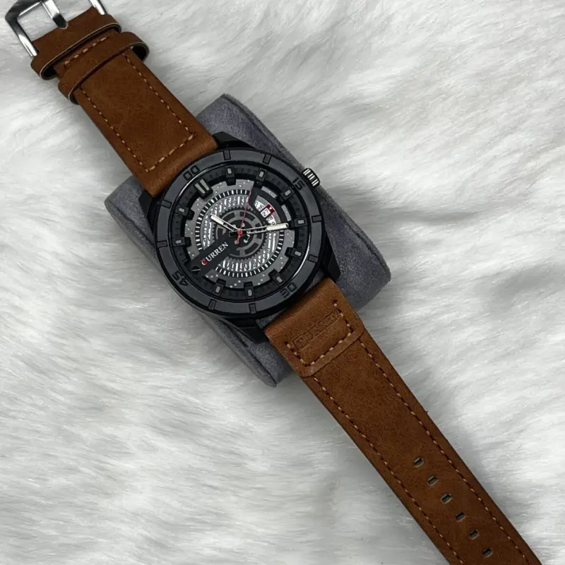 Brown Color Curren 8301 Leather, Date system Watch