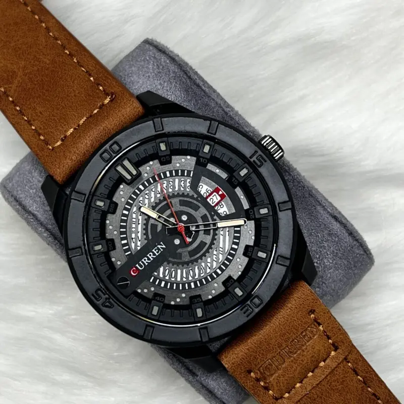 Brown Color Curren 8301 Leather, Date system Watch