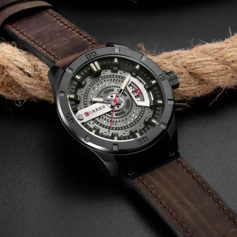 Curren 8301 Leather, Date system Watch
