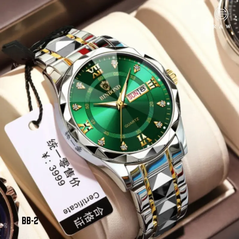 Luxury Binbond authentic men watch glass- Green